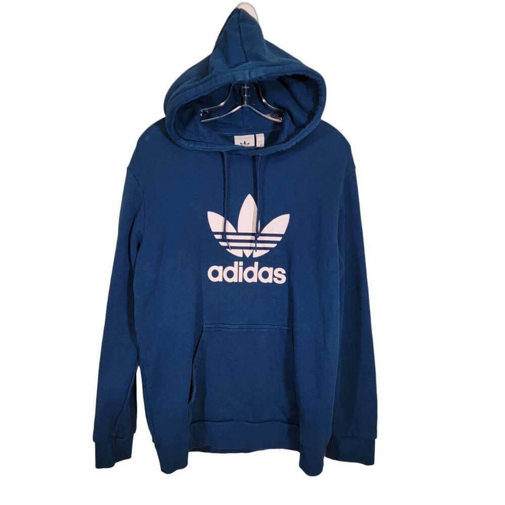 adidas Blue Hoodie with White Logo